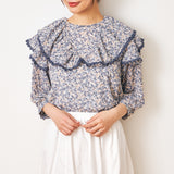 [Pair look SET] Bicolor lace floral blouse