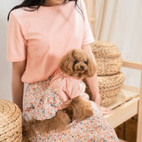 [개 옷 싱글] 생생한 컬러 T- 셔츠 x 꽃 치마 드레스