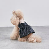 [Dog clothing single] Eco -leather docking dress